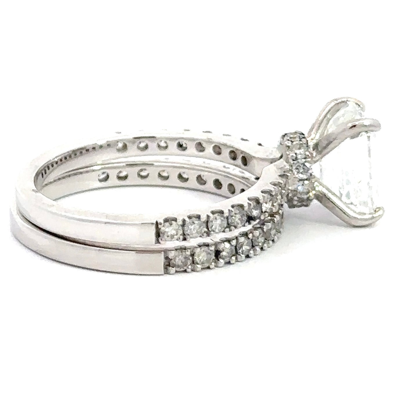 2.02 CT Emerald Cut Lab Grown Diamond Wedding Set in 14K White Gold