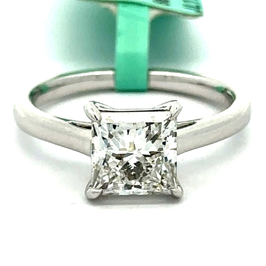 2.07 CT Princess Lab Grown Diamond Solitaire Ring in 14K White Gold