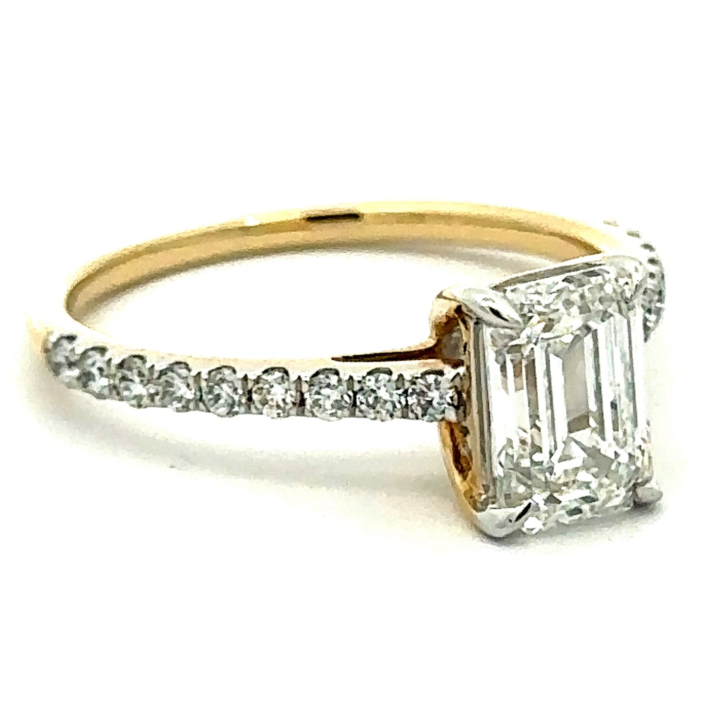 1.80 CTW Emerald Lab Grown Diamond Ring in 14K Yellow Gold