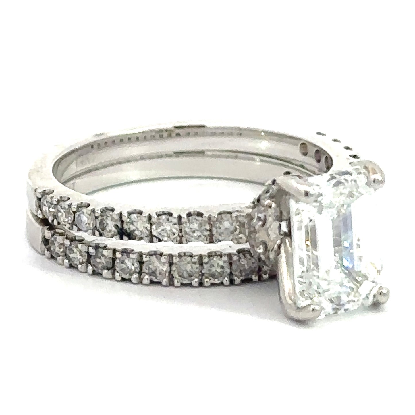 2.02 CT Emerald Cut Lab Grown Diamond Wedding Set in 14K White Gold