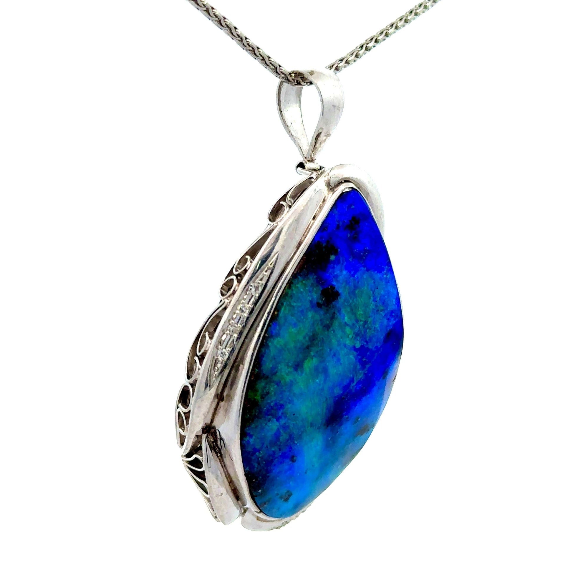 44.74 ct Boulder Opal & Diamond Necklace in Platinum