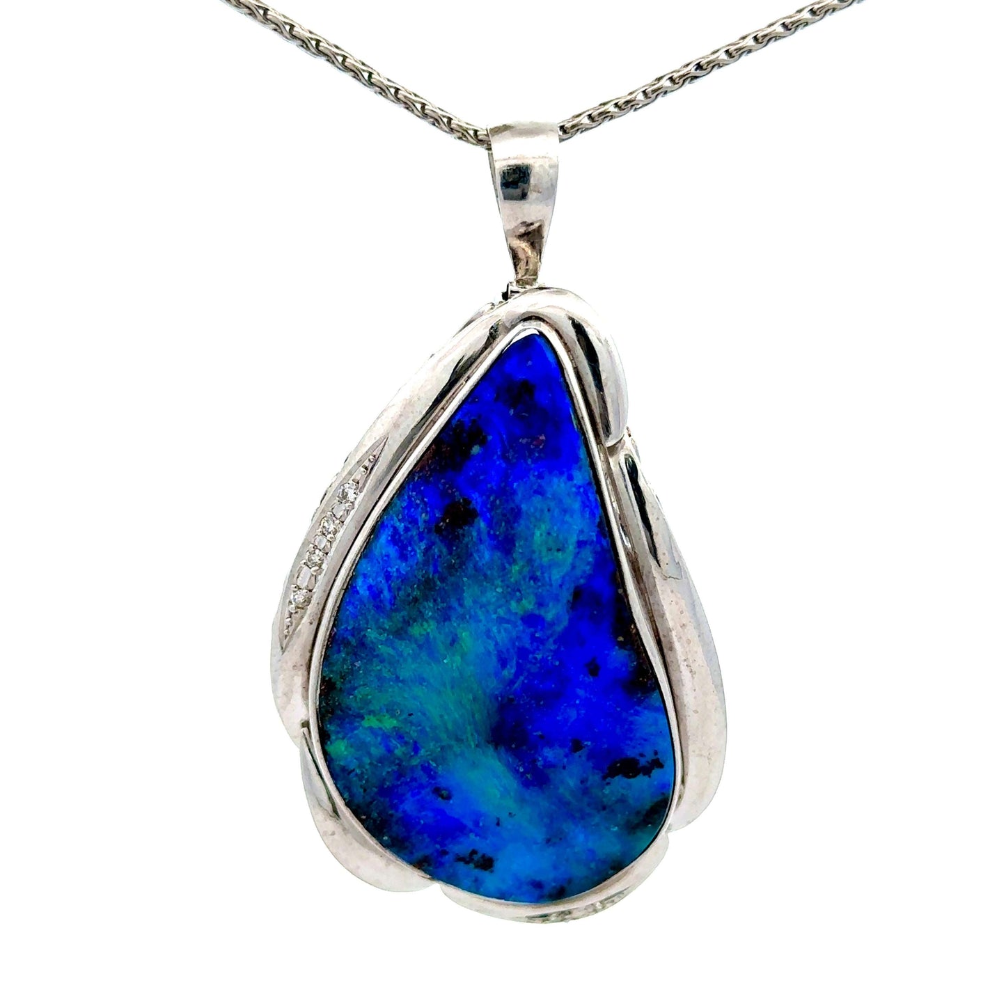 44.74 ct Boulder Opal & Diamond Necklace in Platinum