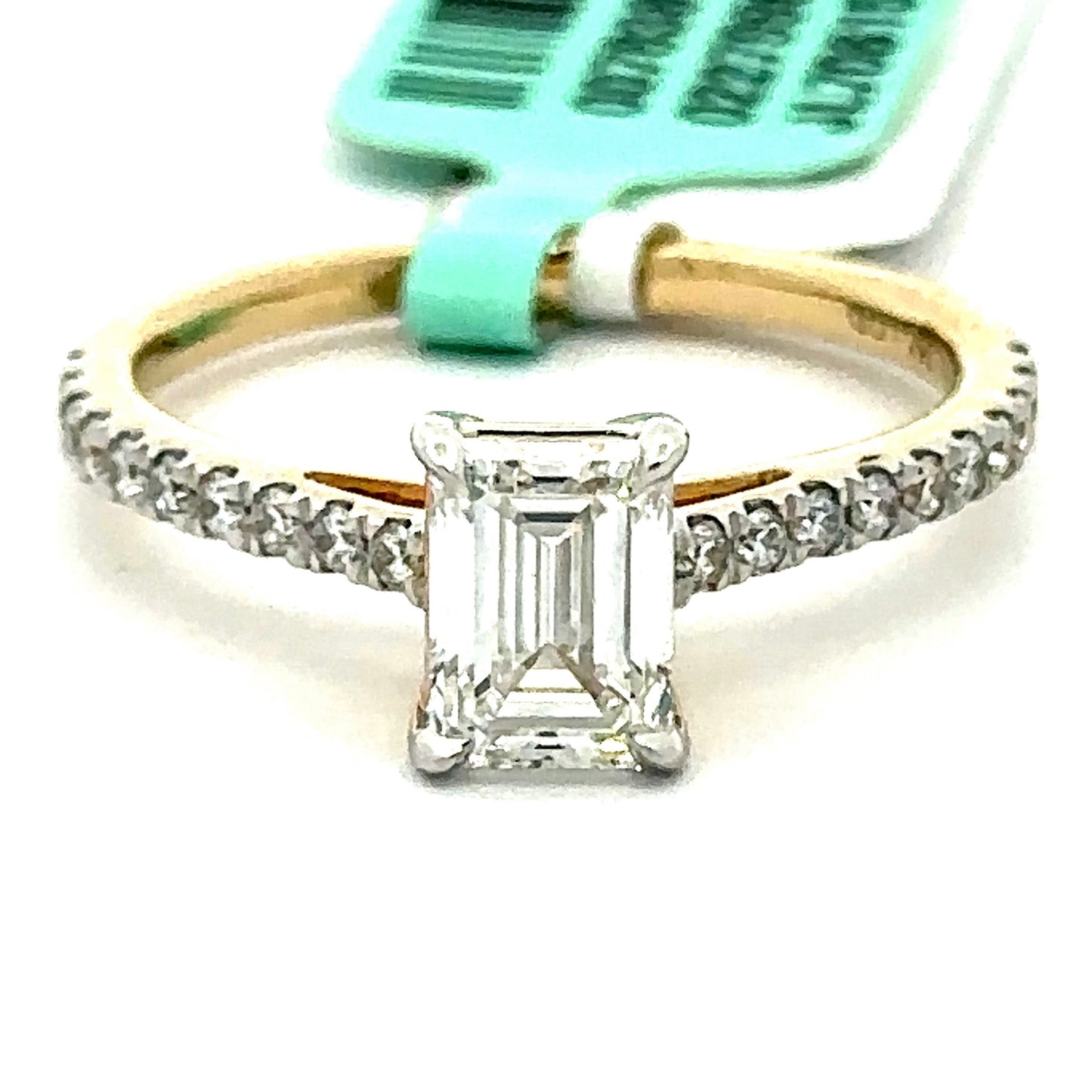 1.25 CTW Emerald Lab Grown Diamond Ring in Yellow Gold