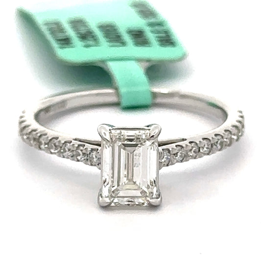 1.25 ctw Emerald Lab Grown Diamond Ring in White Gold - Custom Jewelers
