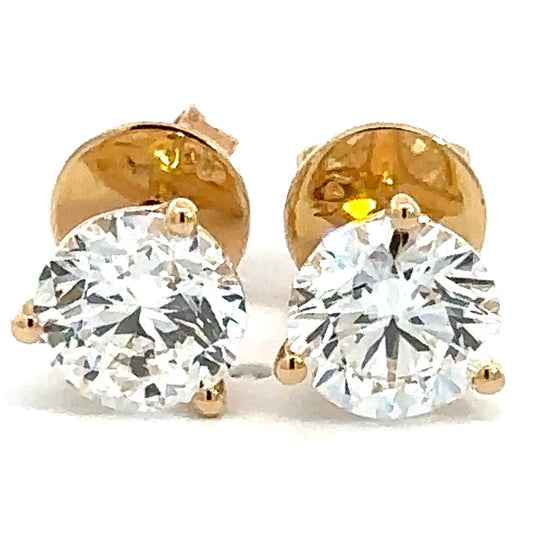 3.00 CTW Round Lab Grown Diamond Martini Stud Earrings in 14K Yellow Gold
