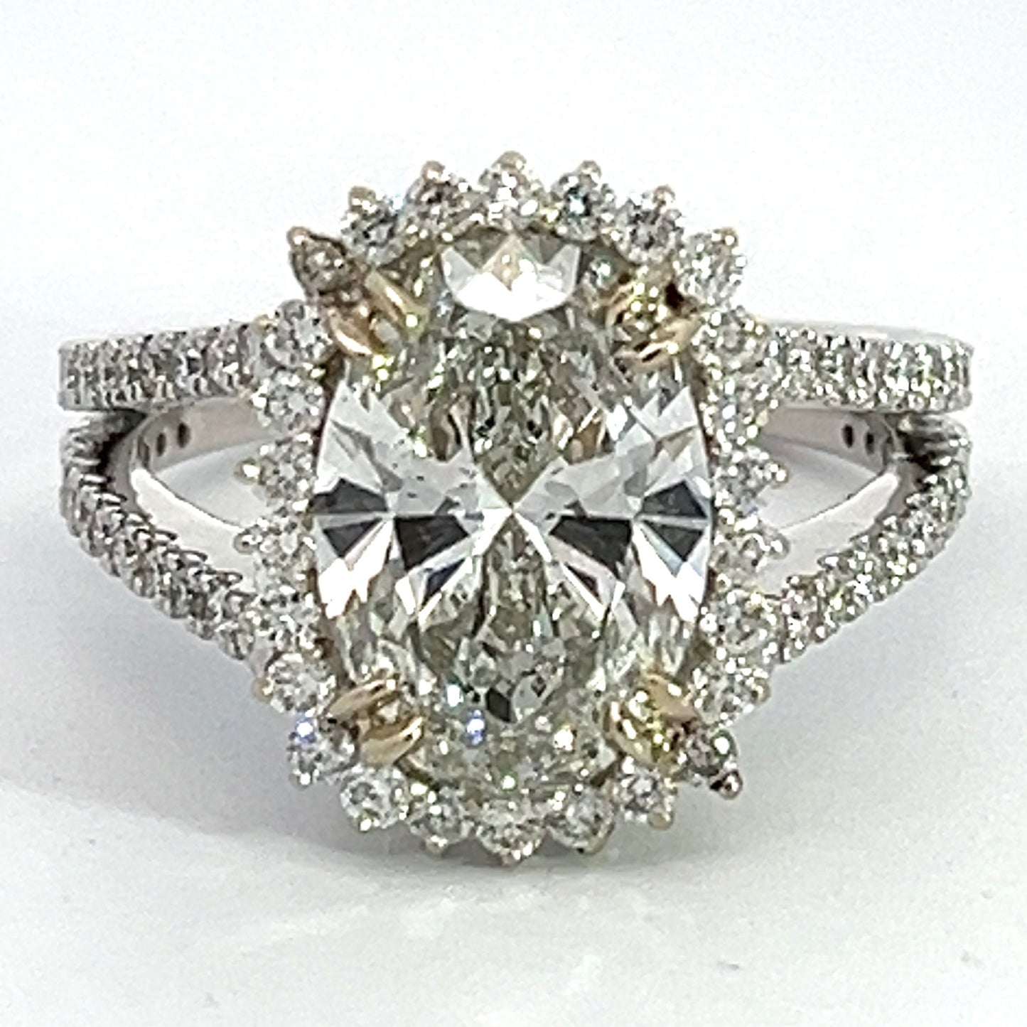 3.06 CT Oval Lab Grown Diamond Ring in White Gold