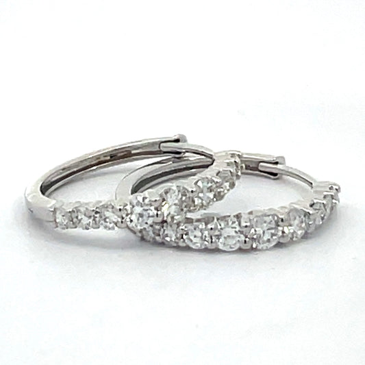 .71 CTW Lab Grown Diamond Graduated Huggie Earrings in 14K White Gold