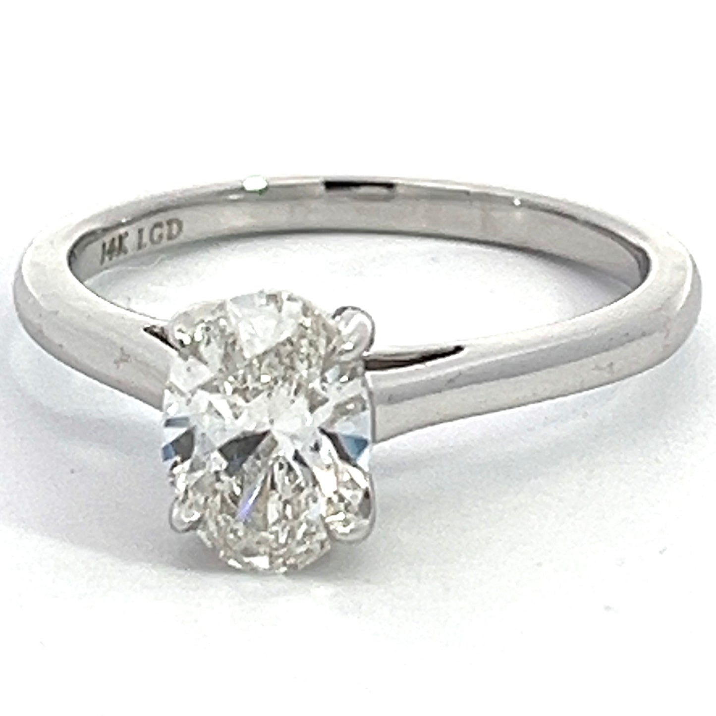 1.00 CT Oval Lab Grown Diamond Solitaire Ring in White Gold
