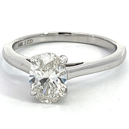 1.00 CT Oval Lab Grown Diamond Solitaire Ring in White Gold