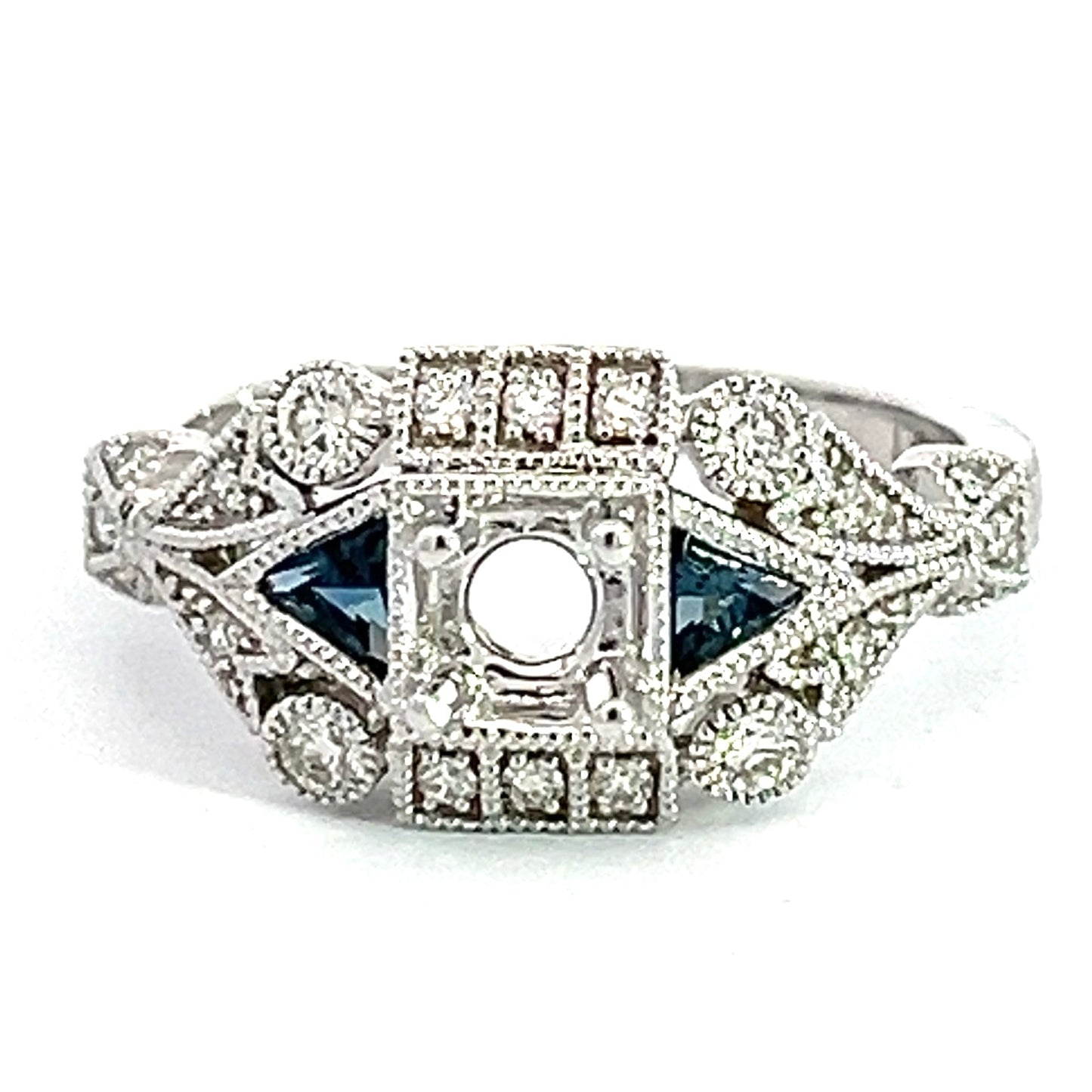 Diamond and Sapphire Antique Mounting in White Gold