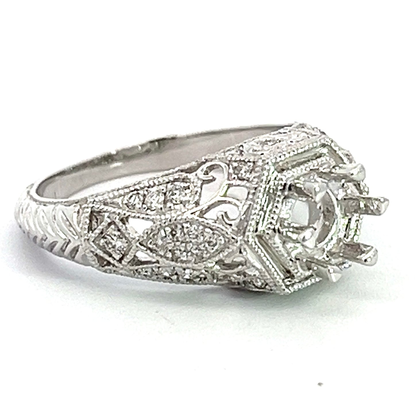 Antique Diamond Mounting in White Gold