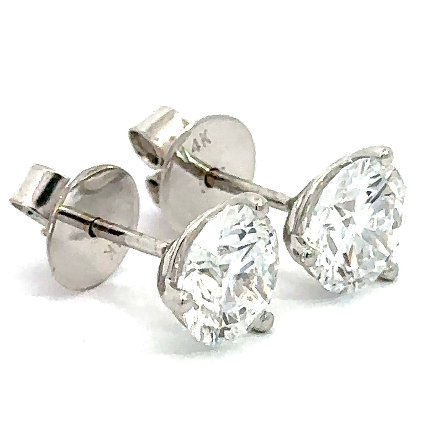 3.00 CTW Round Lab Grown Diamond Martini Stud Earrings in 14K White Gold
