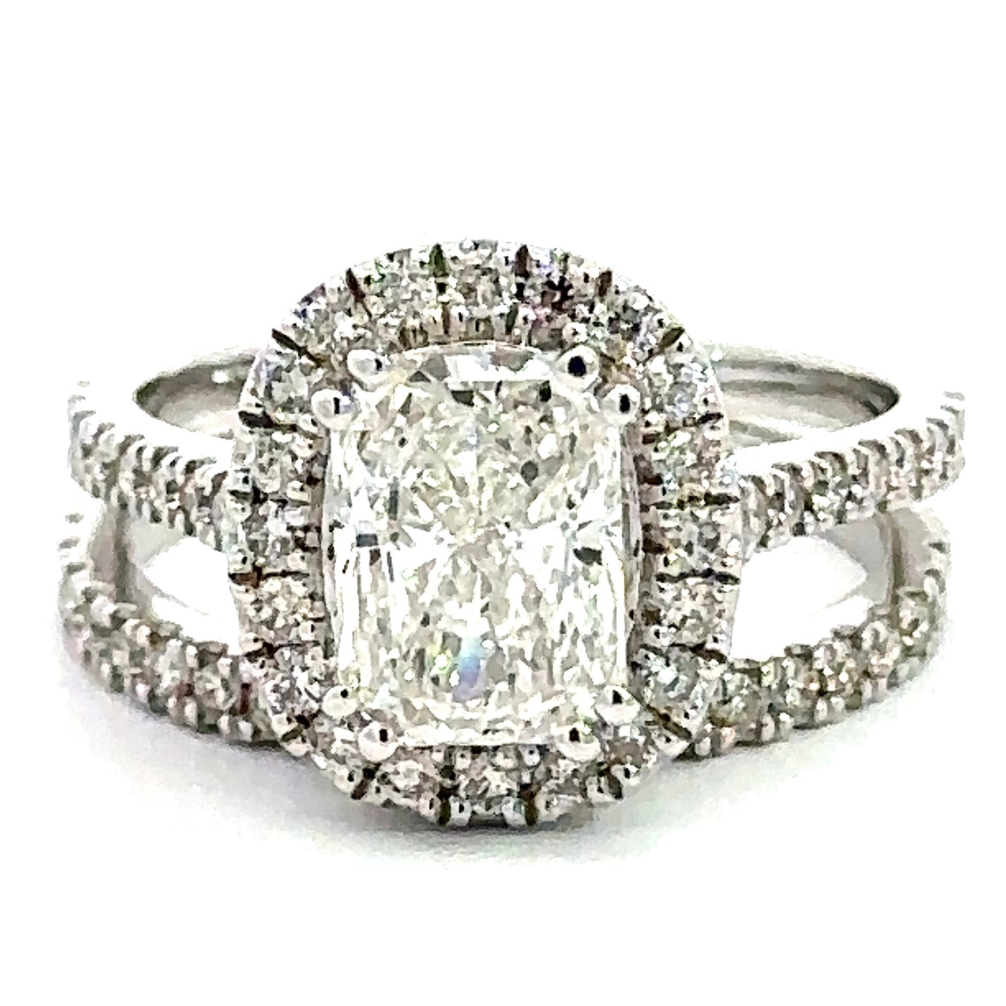 2.75 CTW Radiant Lab Grown Diamond Wedding Set in 14K White Gold