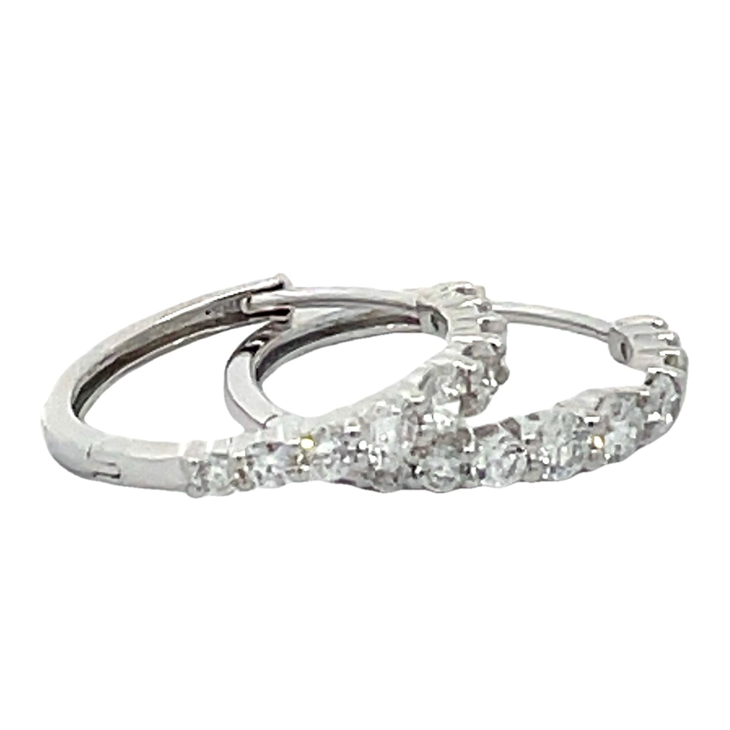 .71 CTW Lab Grown Diamond Graduated Huggie Earrings in 14K White Gold