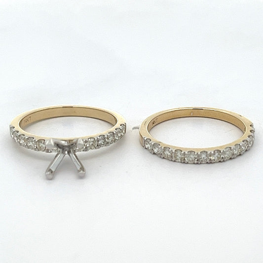 Round Diamond Wedding Set Mount in Yellow Gold