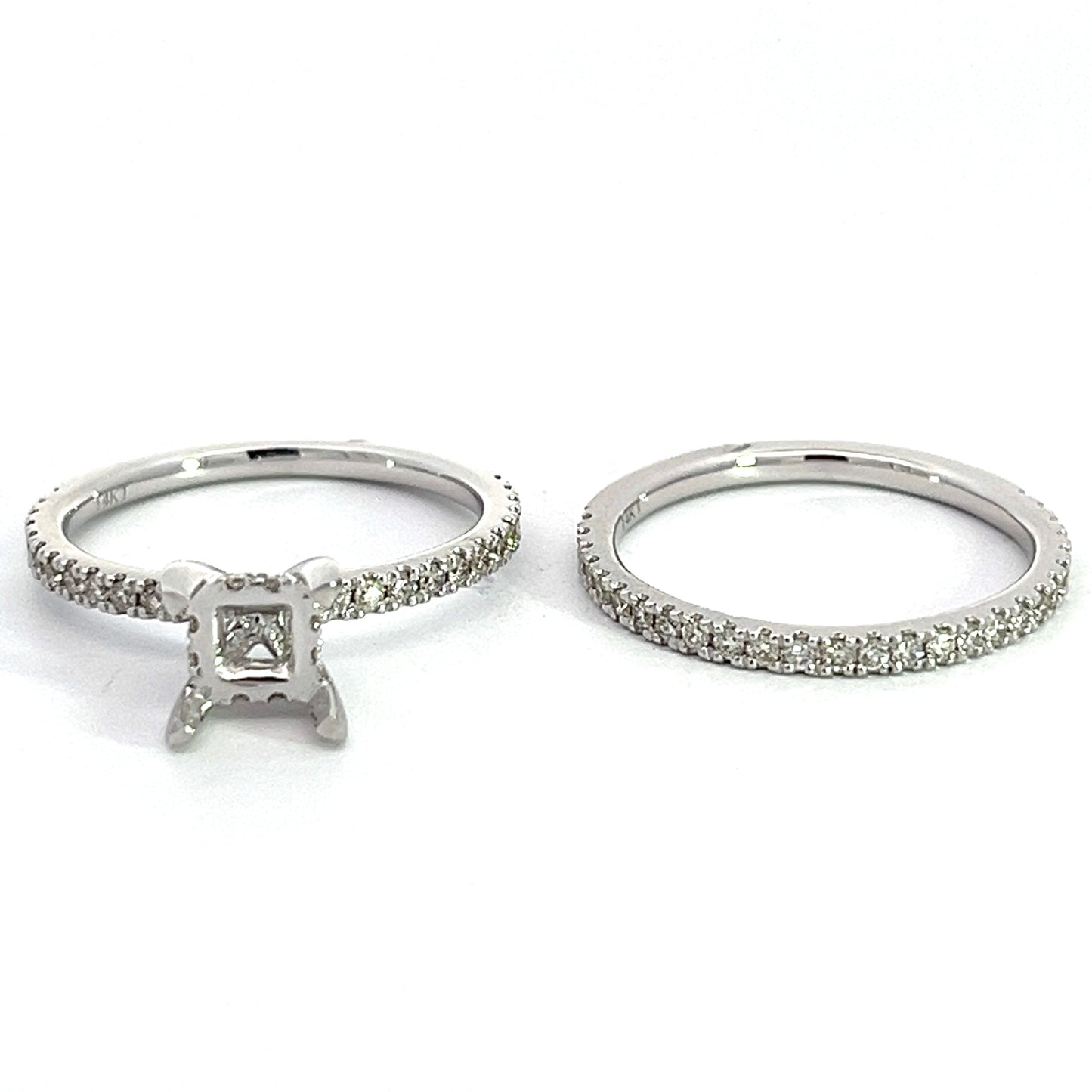 Diamond Wedding Set Mounting in White Gold