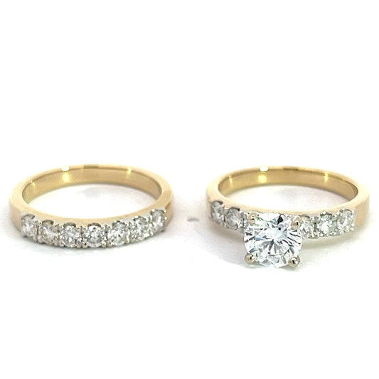 1.11 CTW Round Lab Grown Diamond Wedding Set