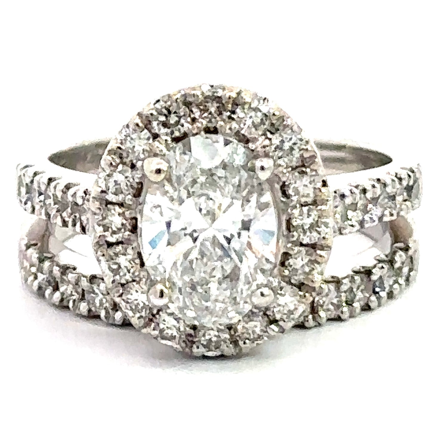 1.50 CT Oval Lab Grown Diamond Wedding Set in 14K White Gold