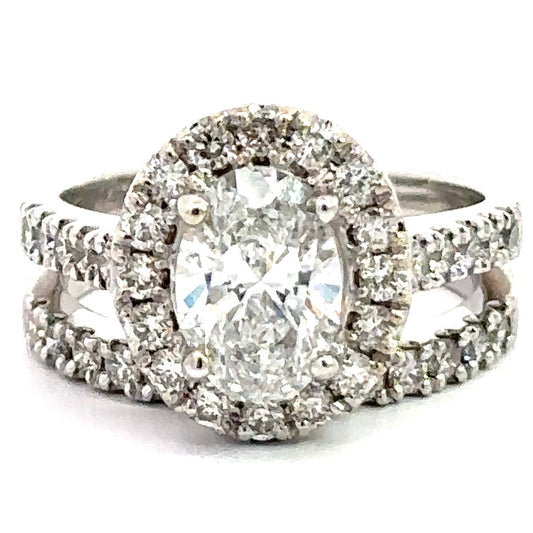 1.50 CT Oval Lab Grown Diamond Wedding Set in 14K White Gold