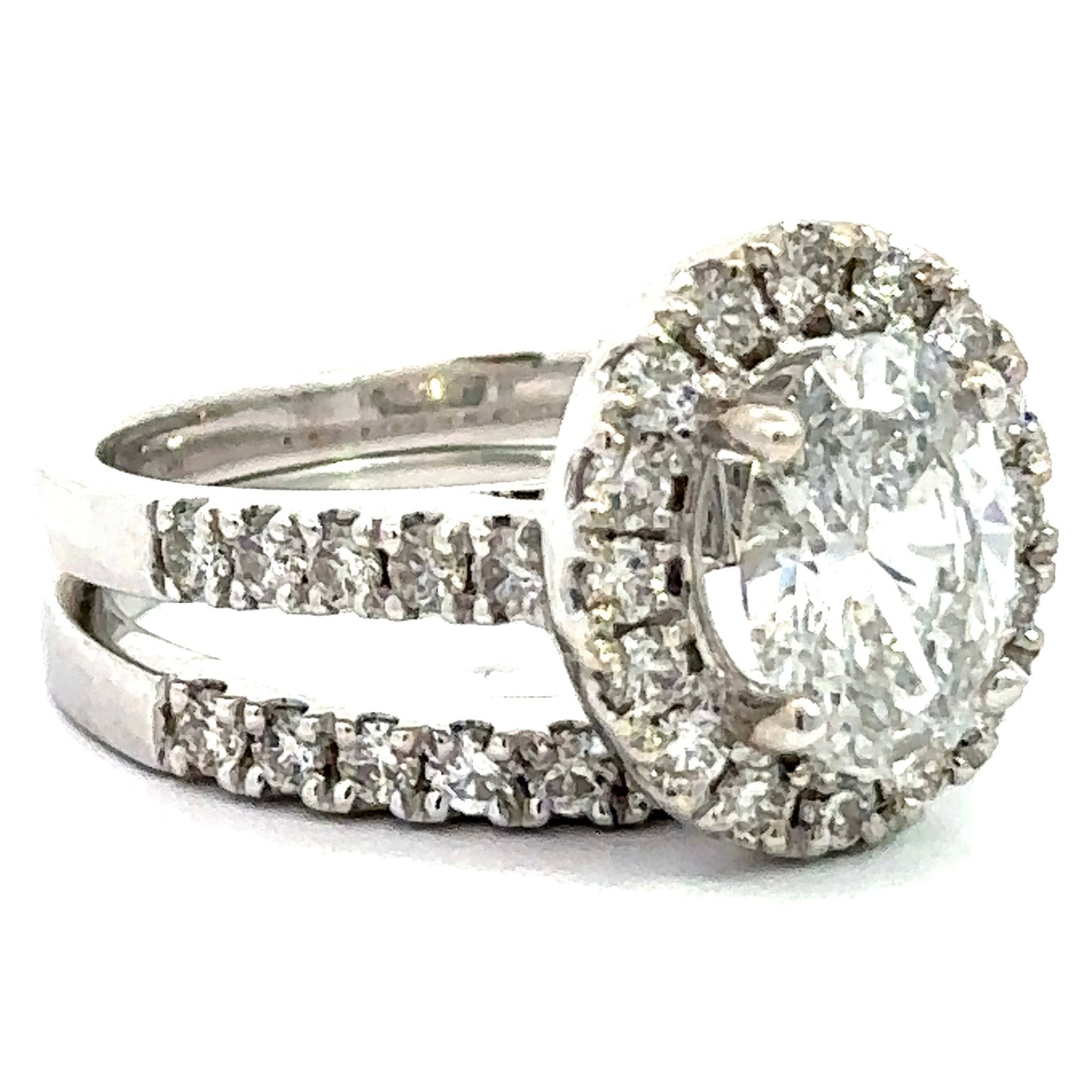 1.50 CT Oval Lab Grown Diamond Wedding Set in 14K White Gold