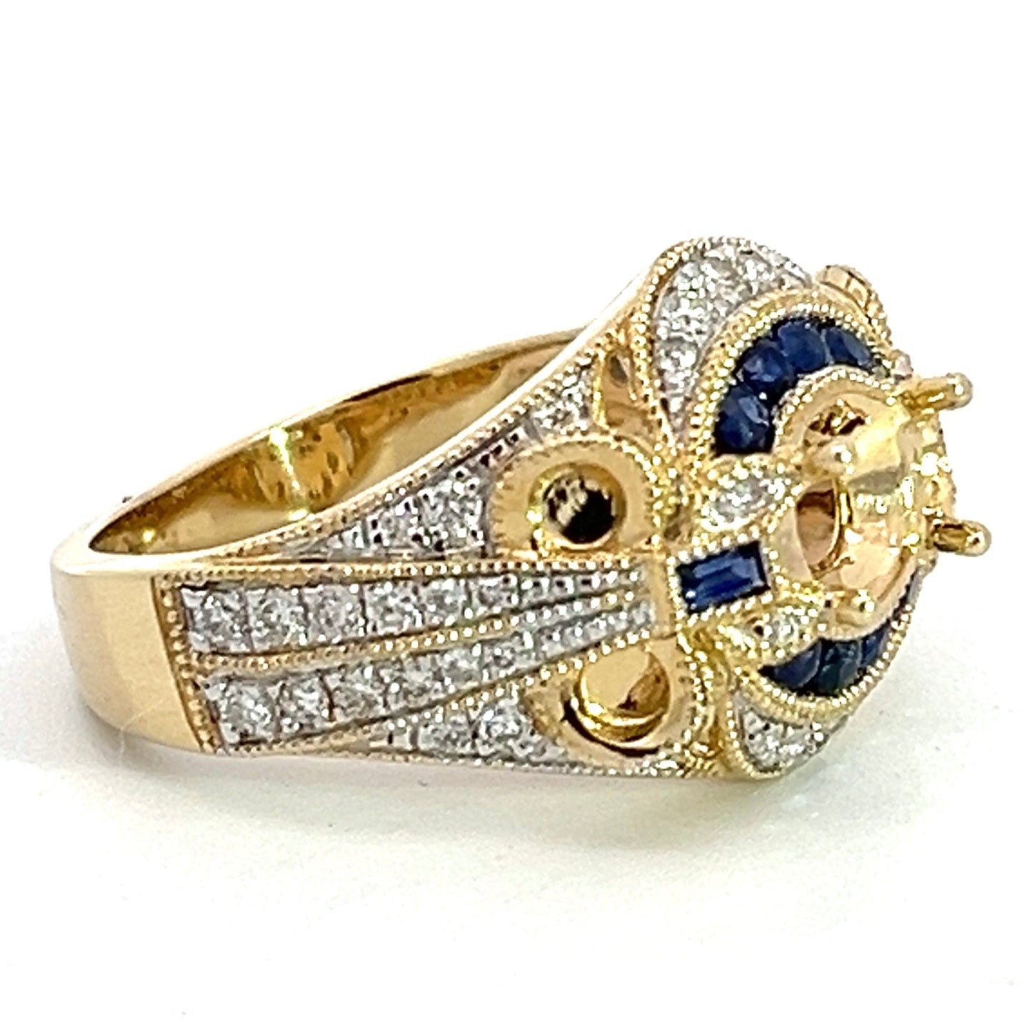 Diamond And Sapphire Antique Mounting in Yellow Gold