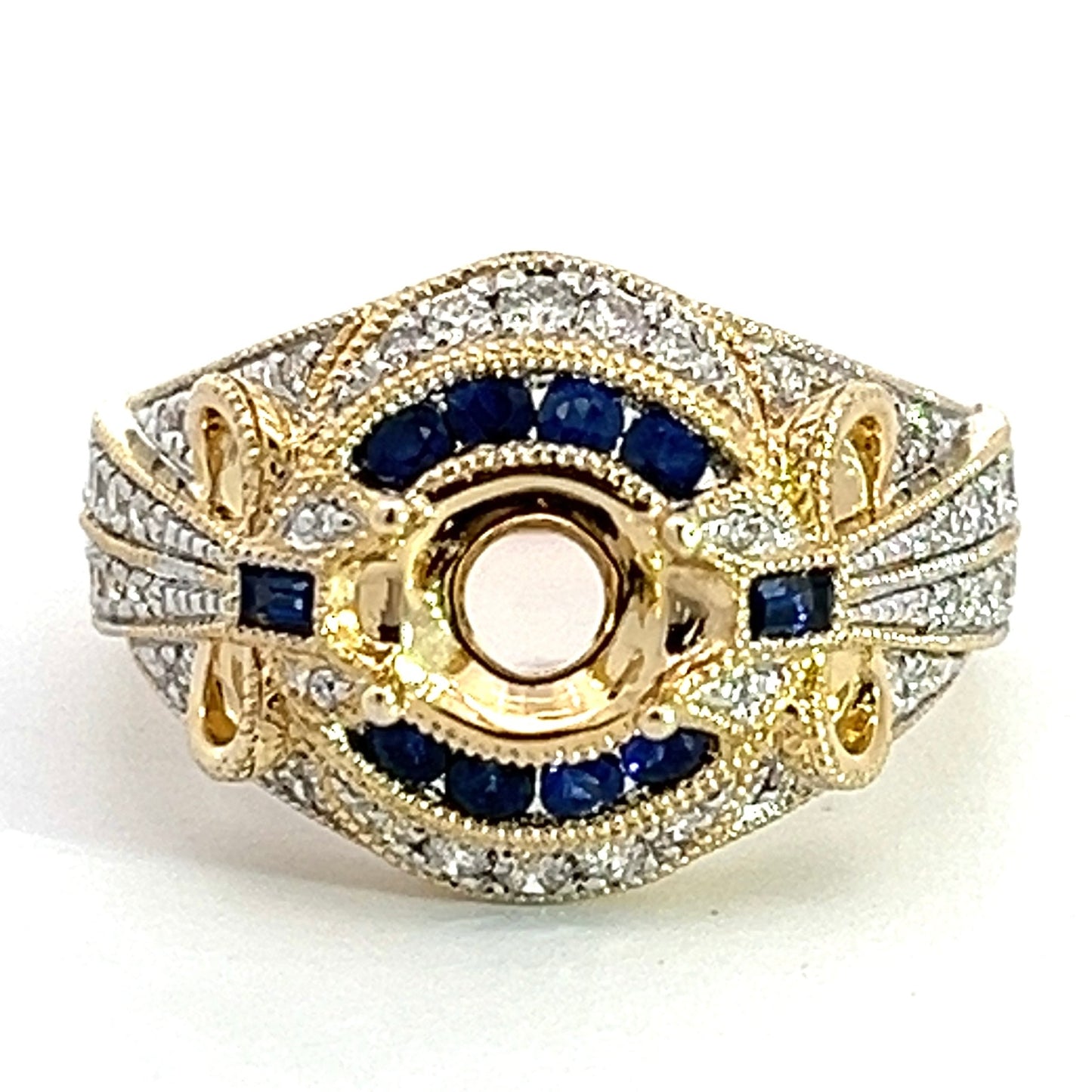 Diamond And Sapphire Antique Mounting in Yellow Gold