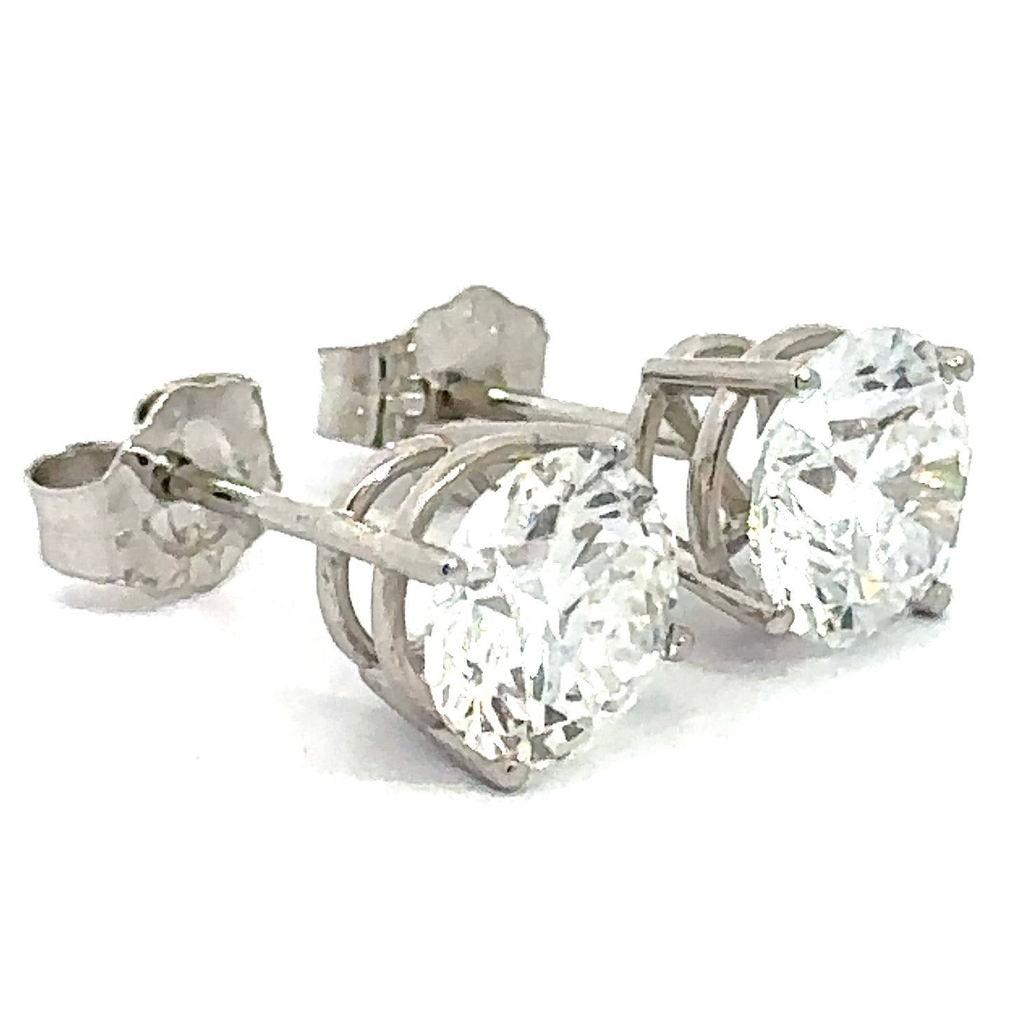 2.00 CTW Round Lab Grown Diamond Stud Earrings in 14K White Gold