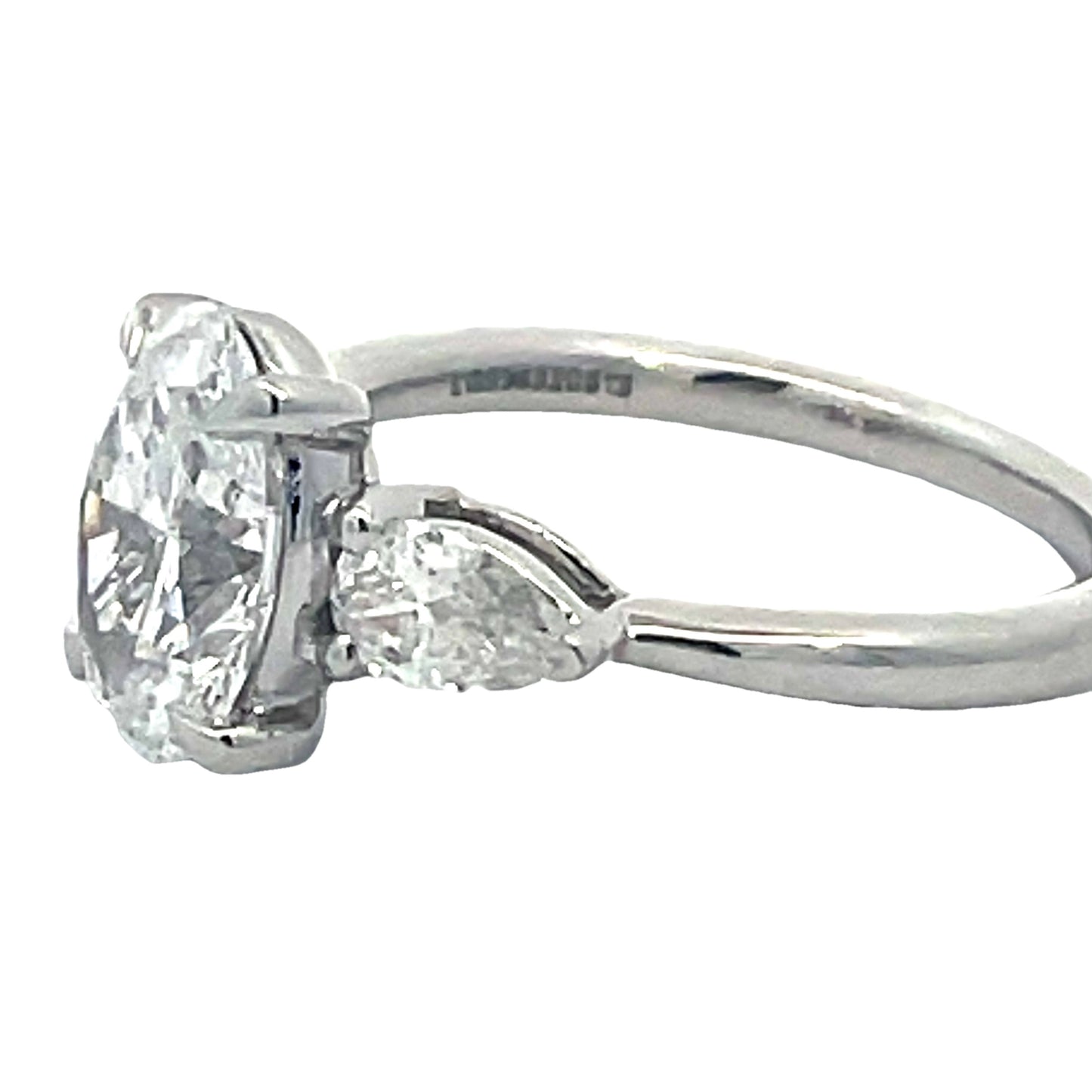 2.48 CTW Oval With Pear Side Stones Lab Grown Diamond Ring in 14K White Gold