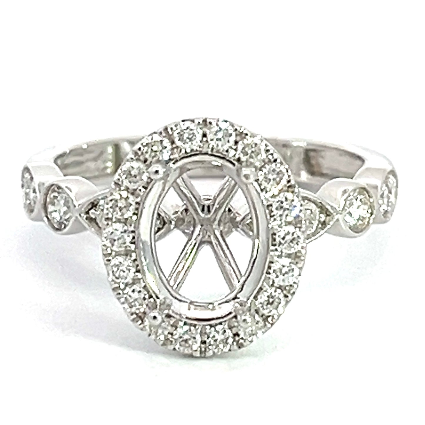 0.88 CTW Oval Wedding Set Mount in White Gold