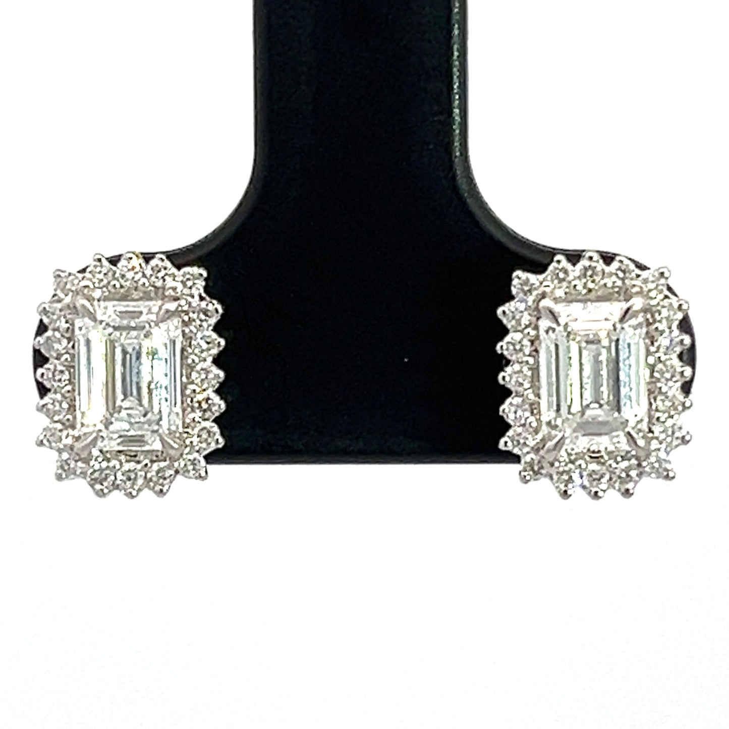 1.19 CTW Lab Grown Diamond Emerald Cut with Halo Stud