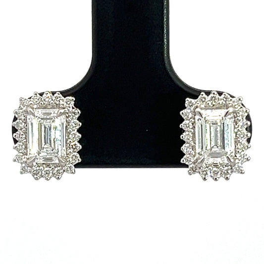 1.19 CTW Lab Grown Diamond Emerald Cut with Halo Stud