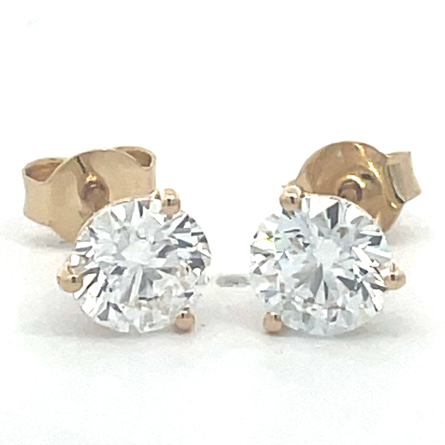 2.08 CTW Round Lab Grown Diamond Martini Stud Earrings in 14K Yellow Gold