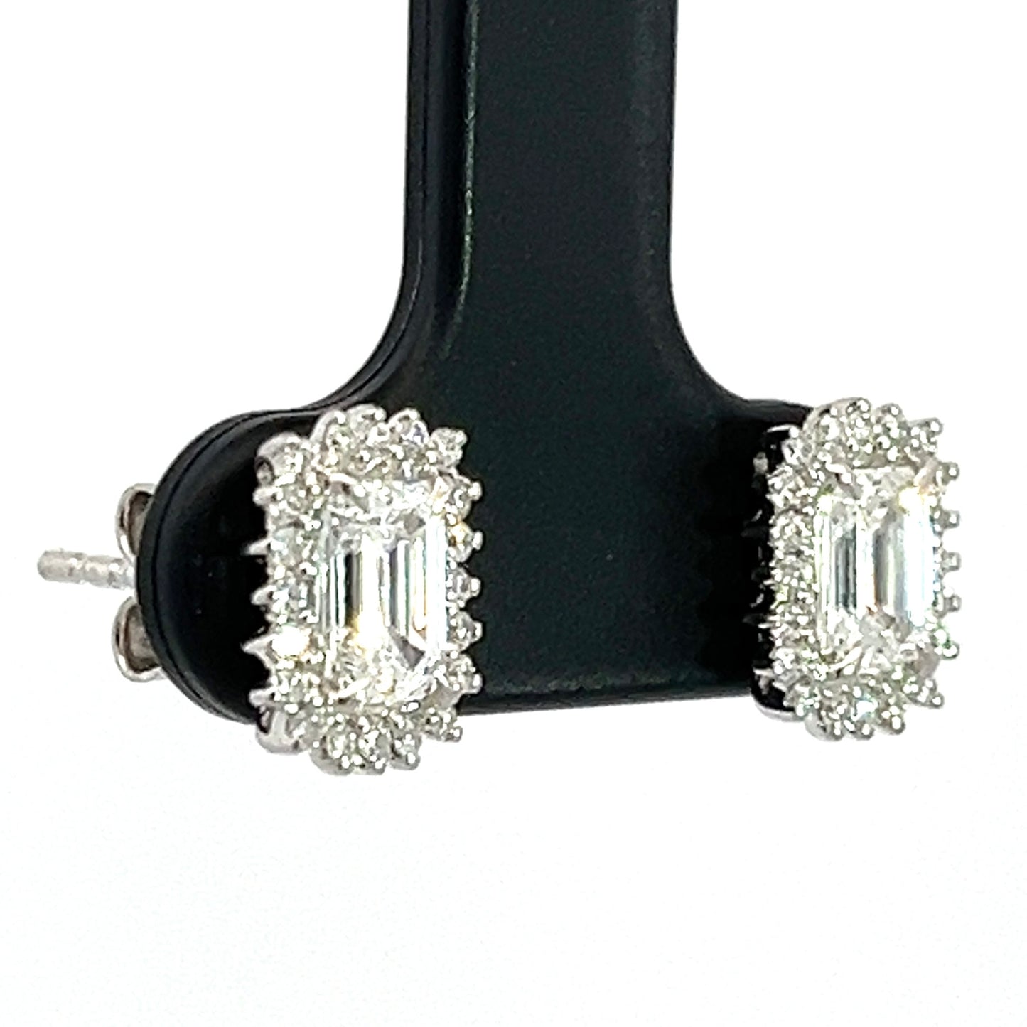 1.19 CTW Lab Grown Diamond Emerald Cut with Halo Stud