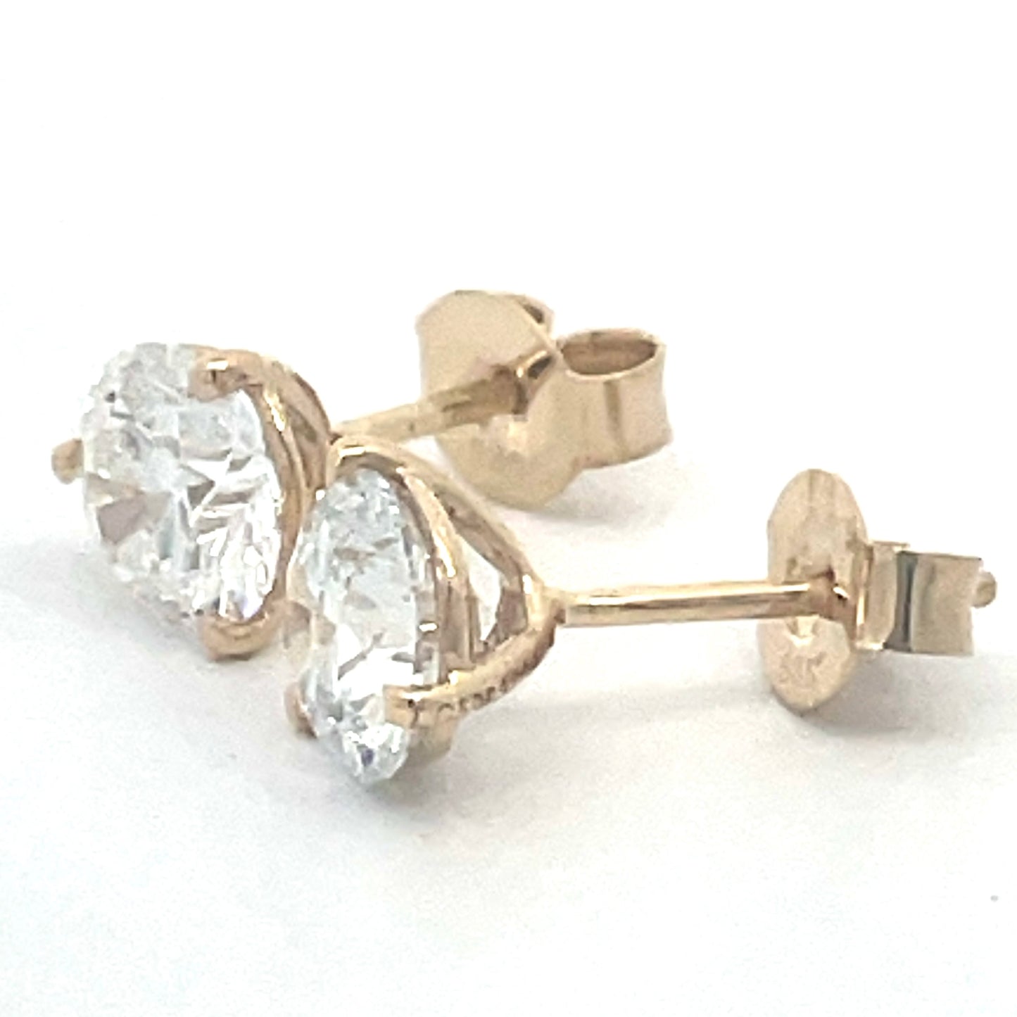 2.08 CTW Round Lab Grown Diamond Martini Stud Earrings in 14K Yellow Gold
