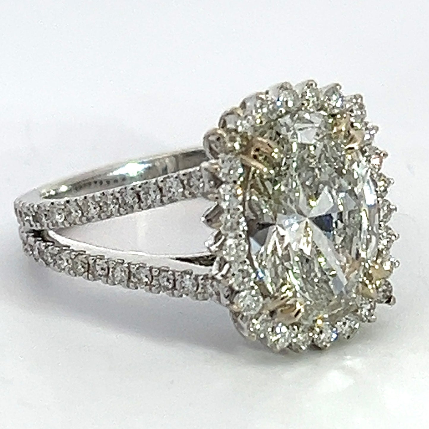 3.06 CT Oval Lab Grown Diamond Ring in White Gold