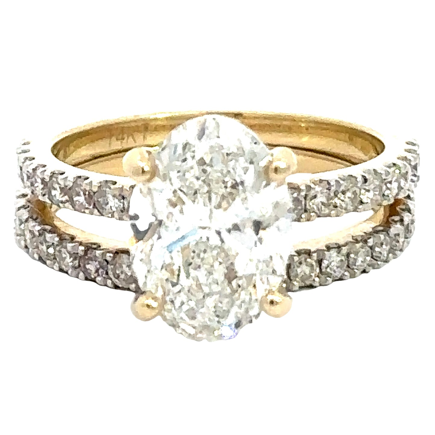 3.81 CTW Oval Lab Grown Diamond Wedding Set in 14K Yellow Gold