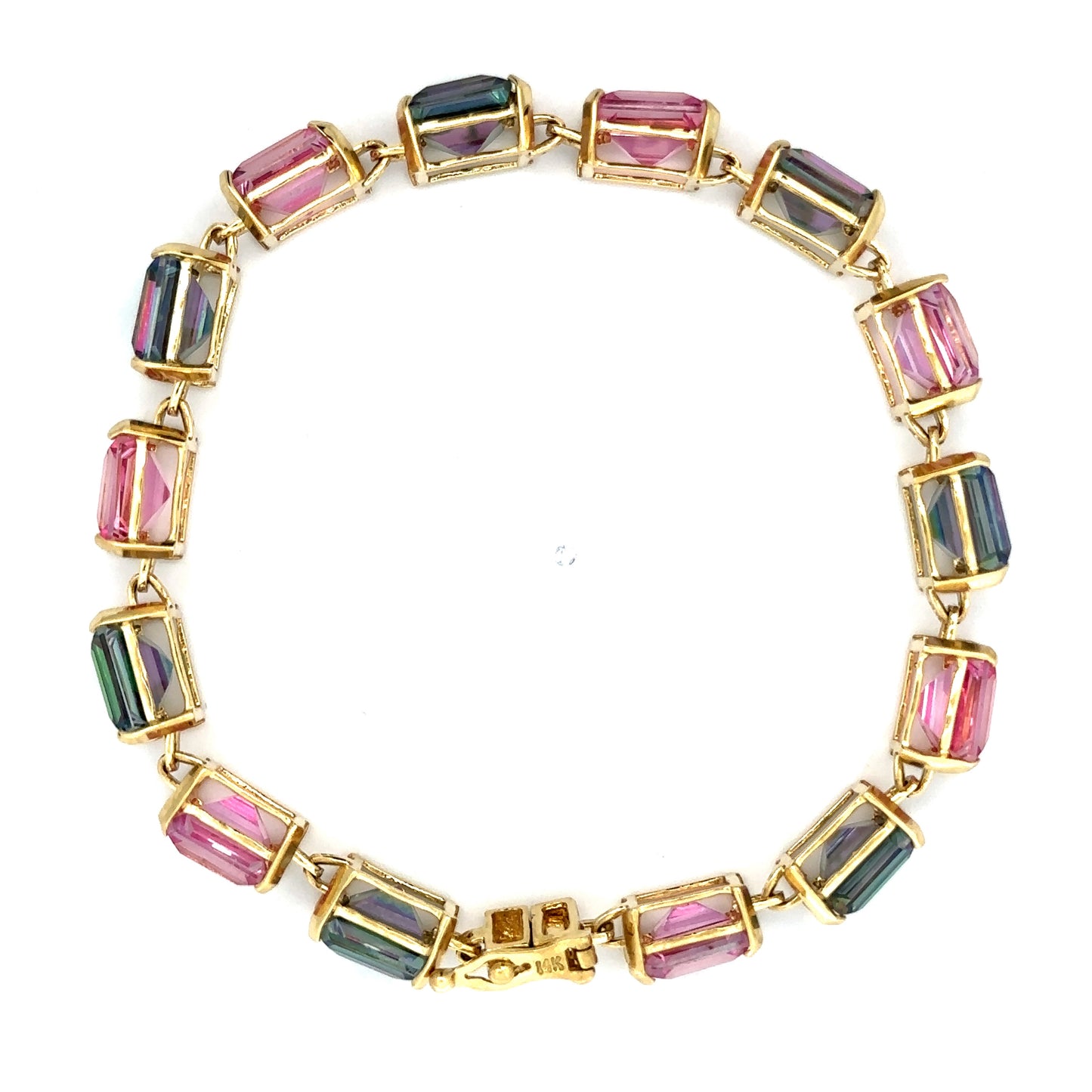 Multi-Color Square Gemstone Bracelet in 14K Yellow Gold
