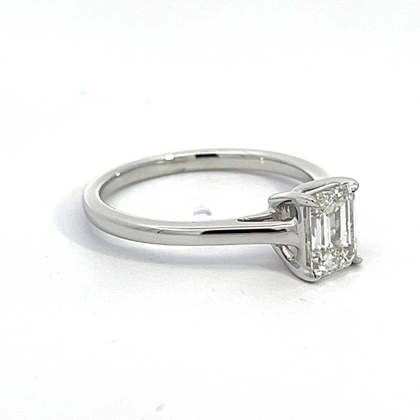 1.00 CT Emerald Lab Grown Diamond Solitaire Ring in White Gold