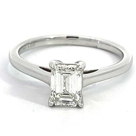 1.00 CT Emerald Lab Grown Diamond Solitaire Ring in White Gold