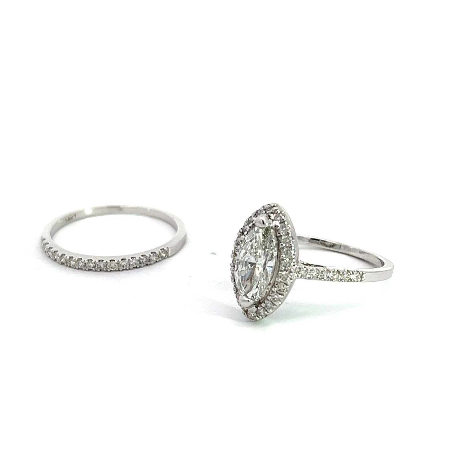 1.00 CT Lab Grown Marquise Diamond Wedding Set