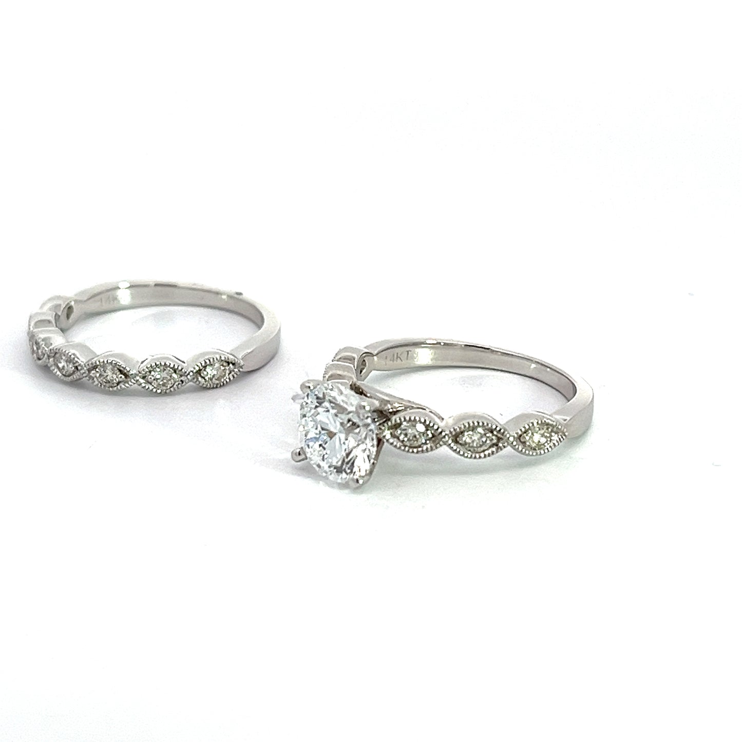 1.34 CT Lab Grown Round White Gold Wedding Set