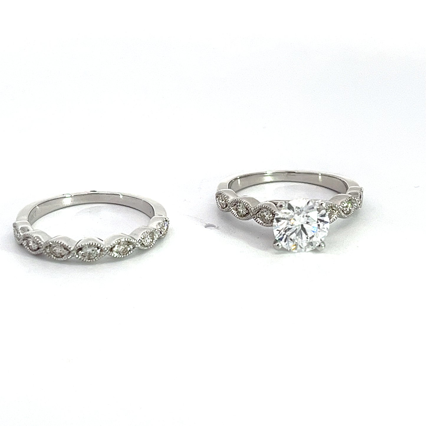 1.34 CT Lab Grown Round White Gold Wedding Set