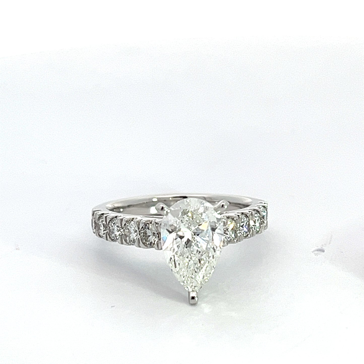 3.50 CTW Lab Grown Pear Shape  Diamond White Gold Wedding Set