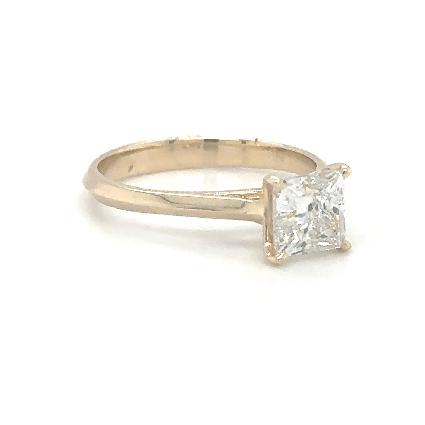 Yellow Gold 14KT 1.5CT Princess Cut Diamond Solitaire Ring