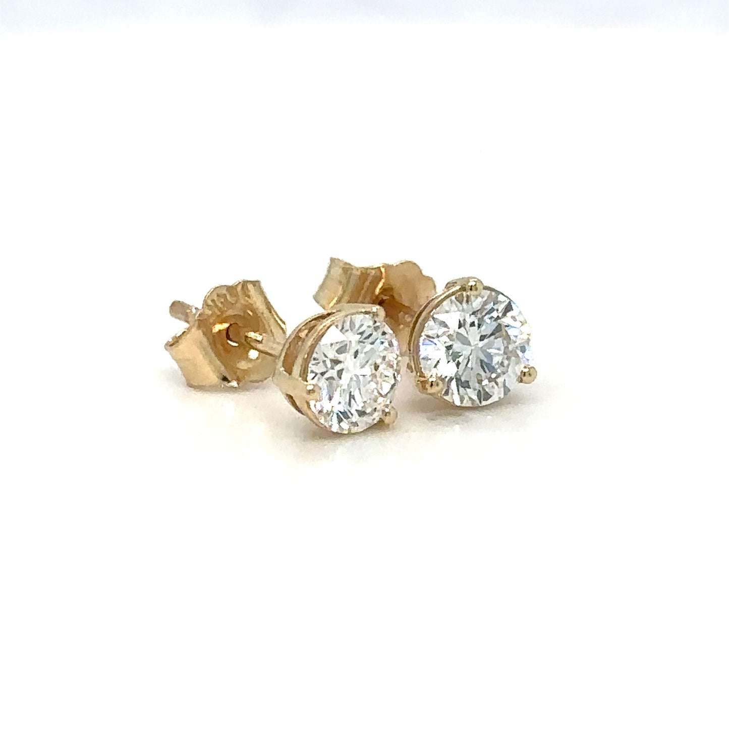 1.00CT Lab Grown Round Diamond Yellow Gold Studs
