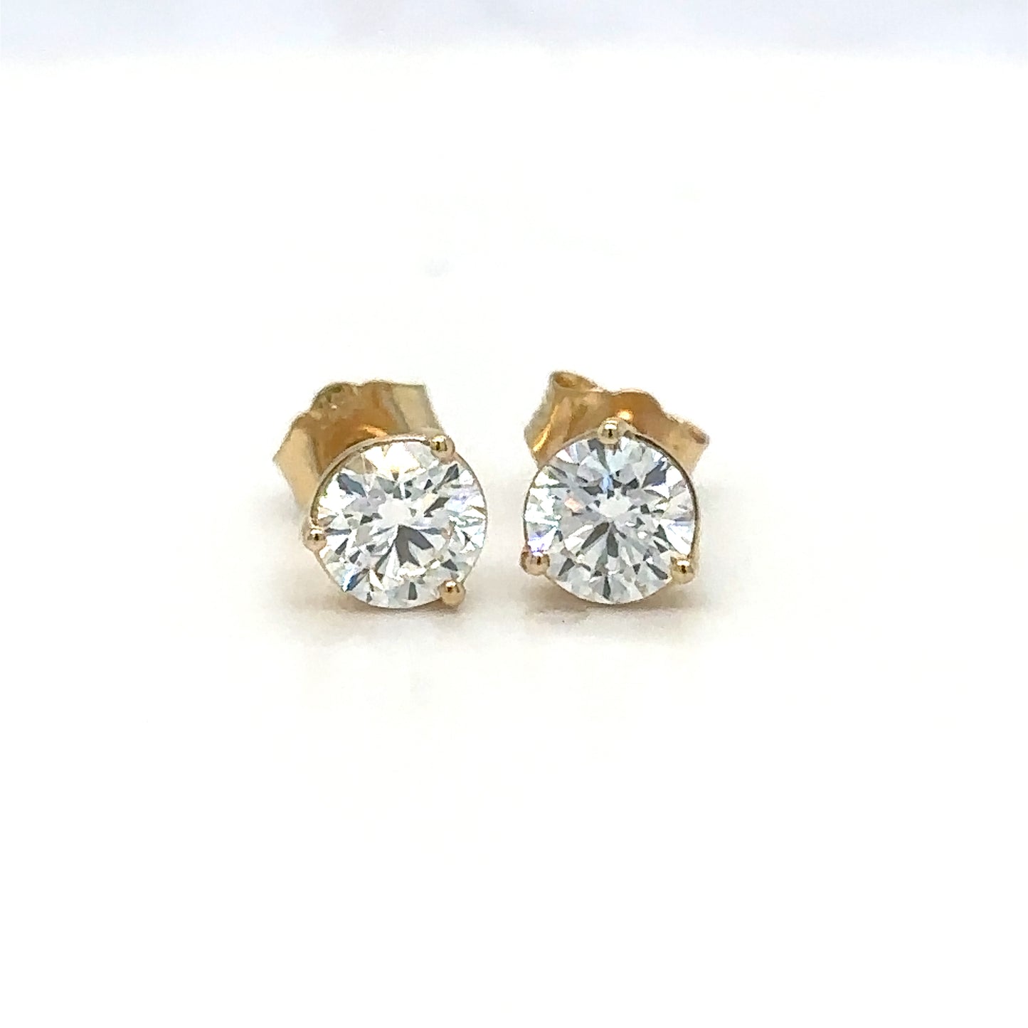 1.00CT Lab Grown Round Diamond Yellow Gold Studs