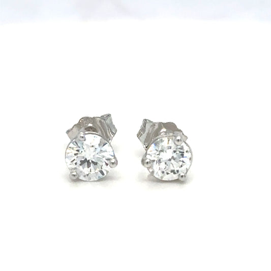 1.00CT Round Lab Grown Diamond White Gold Studs