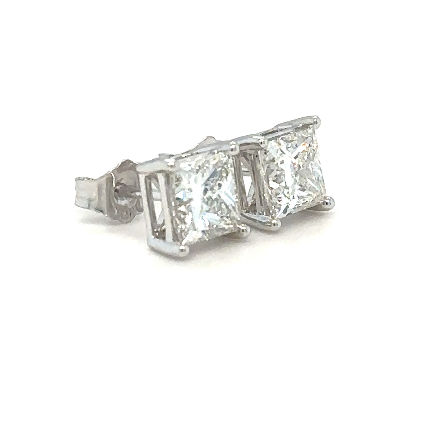 14kt WG 2.50CT Lab Grown Diamond Princess Cut Earrings