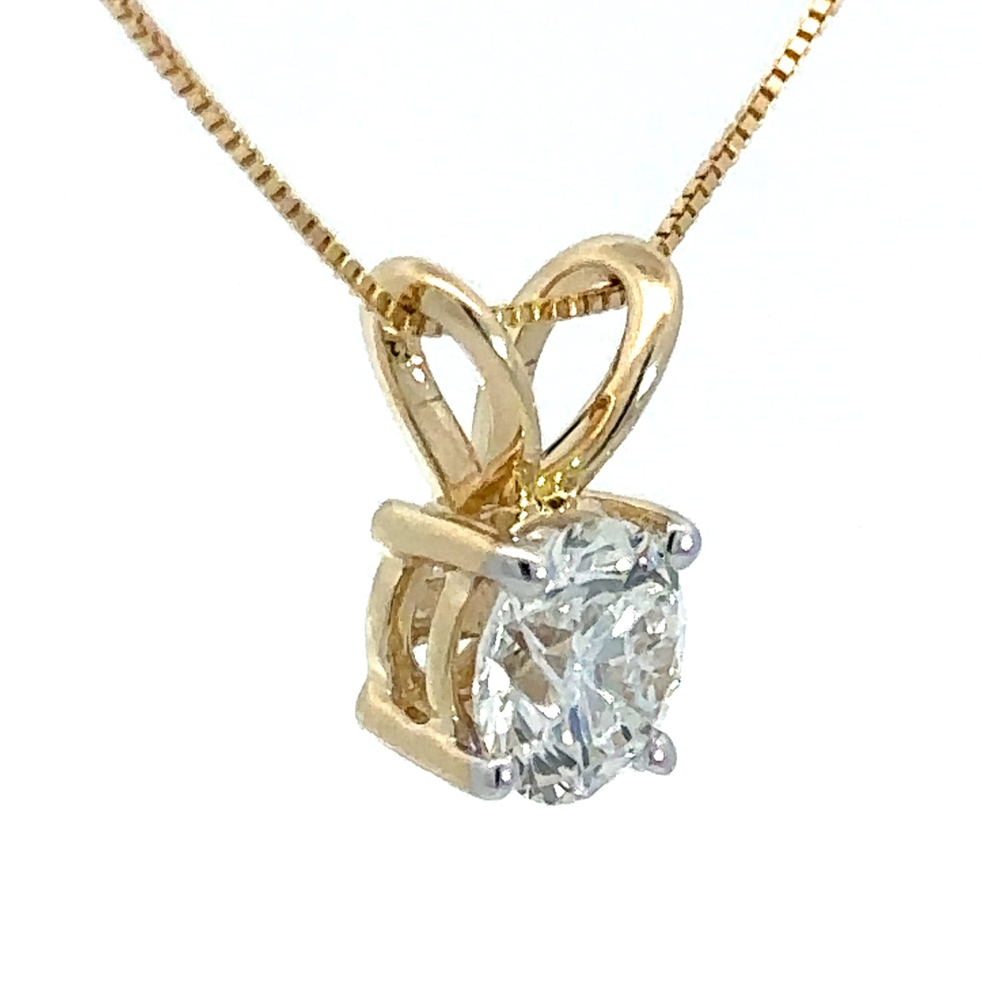 1.00 ct Round Lab Grown Diamond Necklace in Yellow Gold - Custom Jewelers