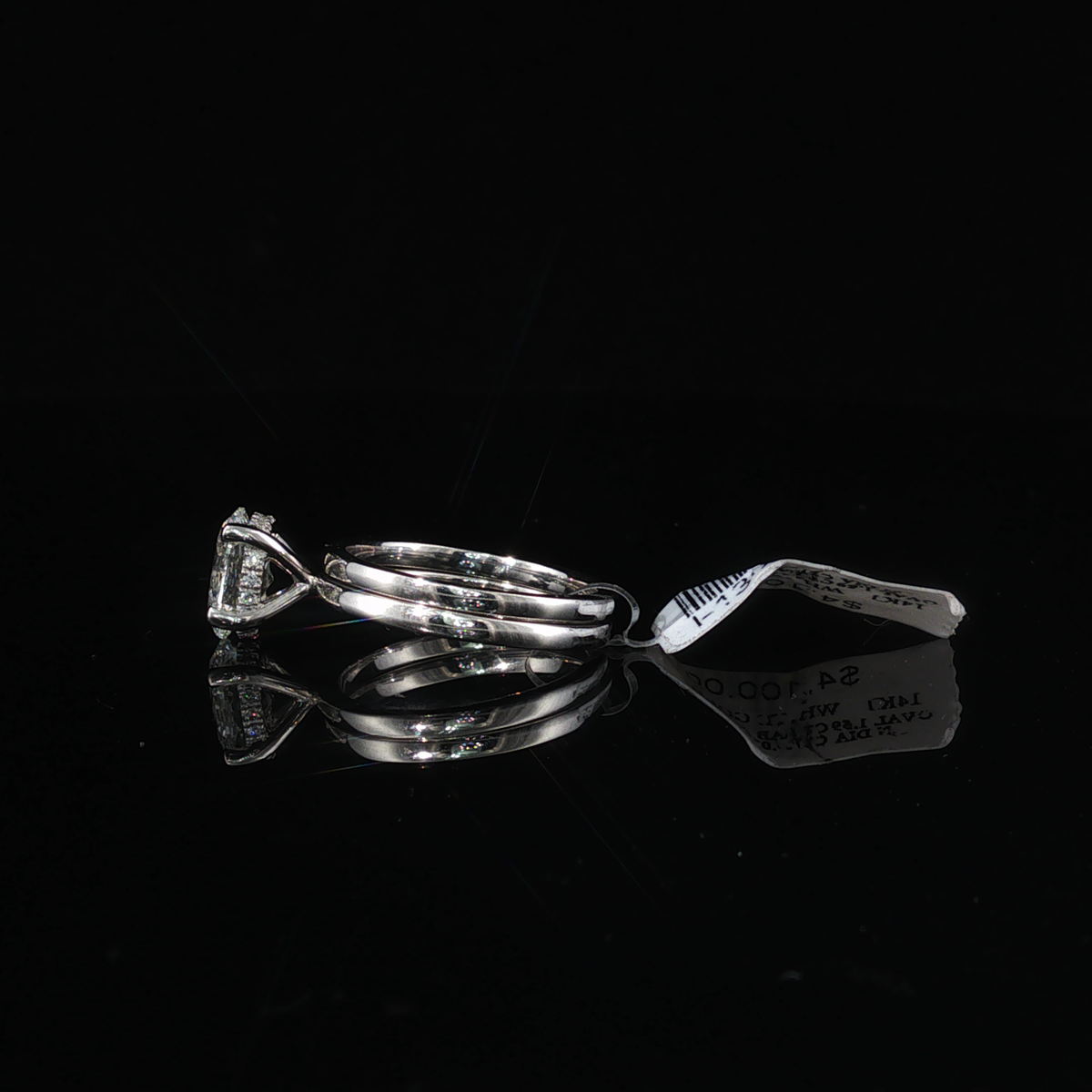 Oval Cut Diamond Solitaire Wedding Set in White Gold